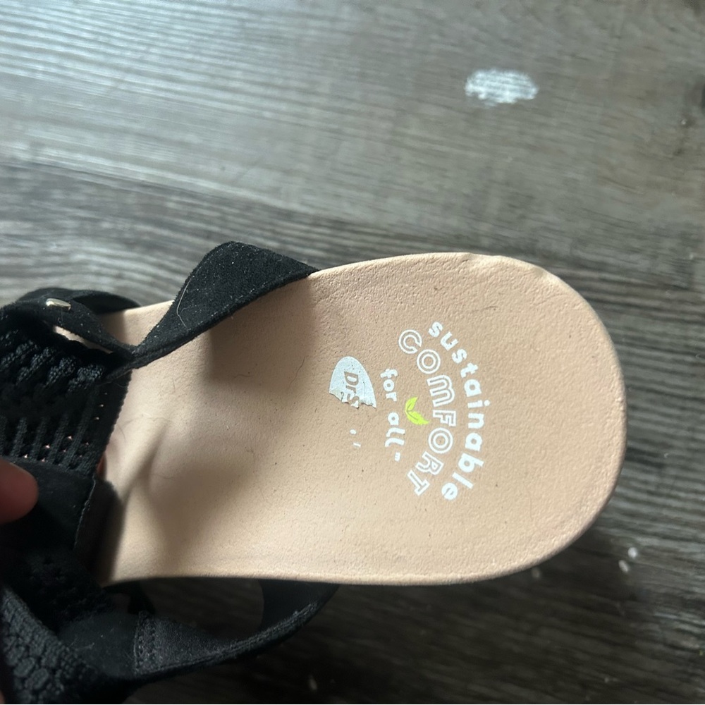 Women’s Strappy Black Wedge Heels.